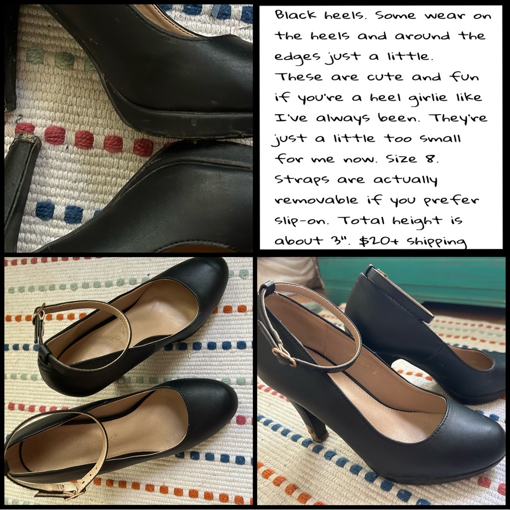 Allegra K ankle strap dress heels. Black. Size 8.